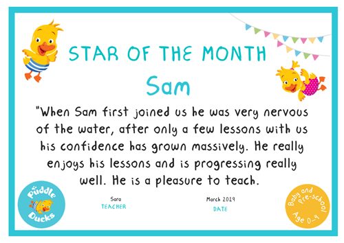 Well Done Sam We Are So Proud Of You Puddle Ducks